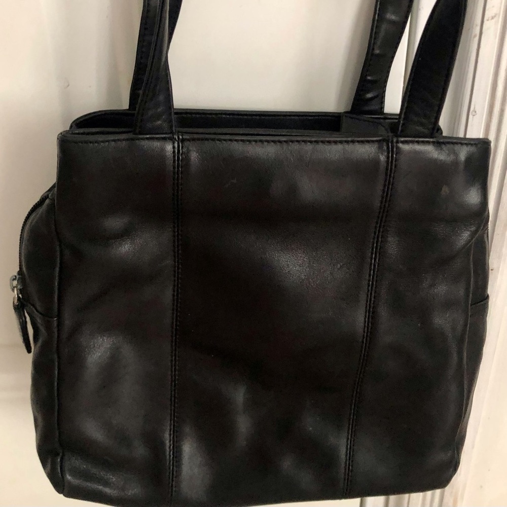 Leather, zippered tote